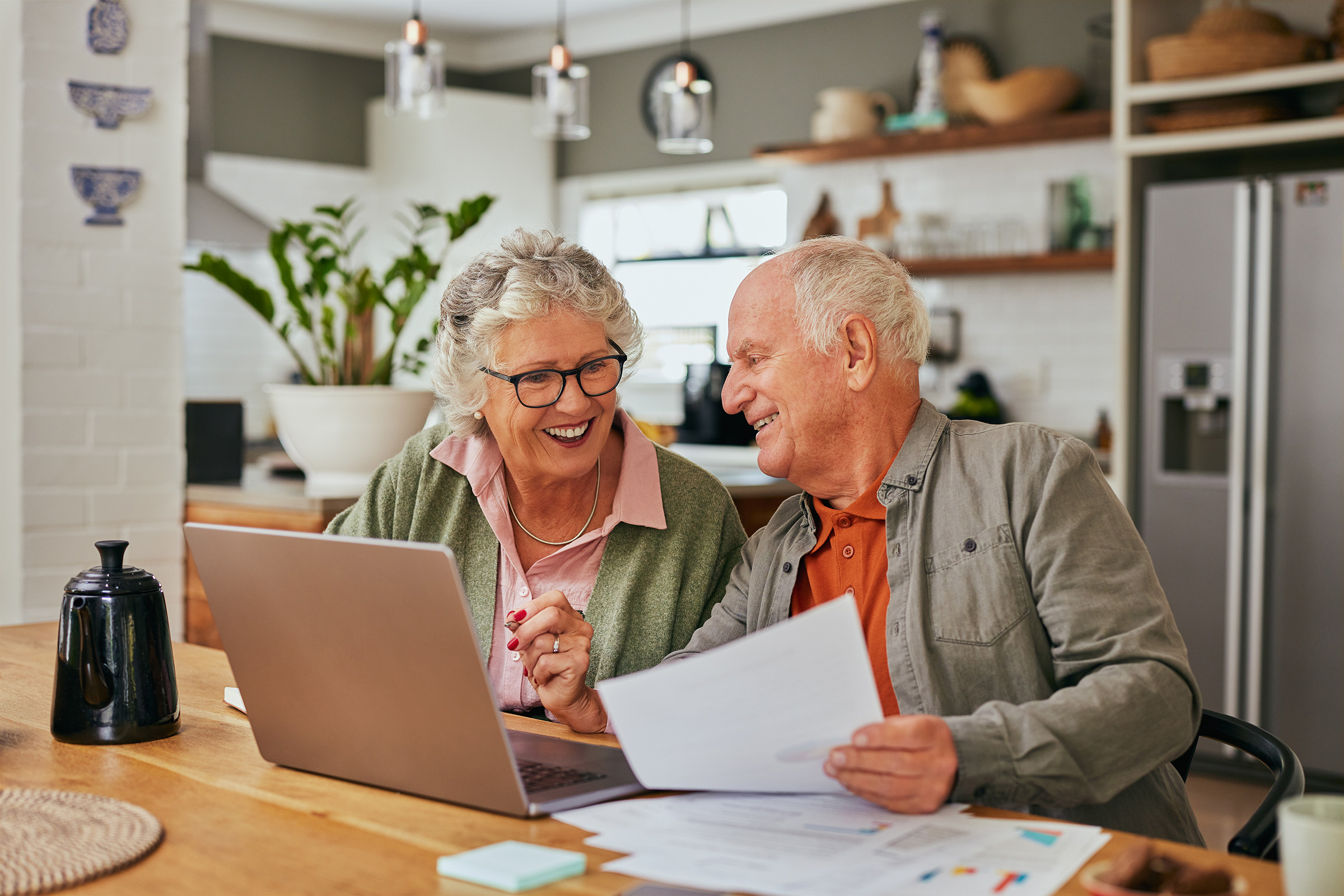 Senior Couple Planning in Kitchen